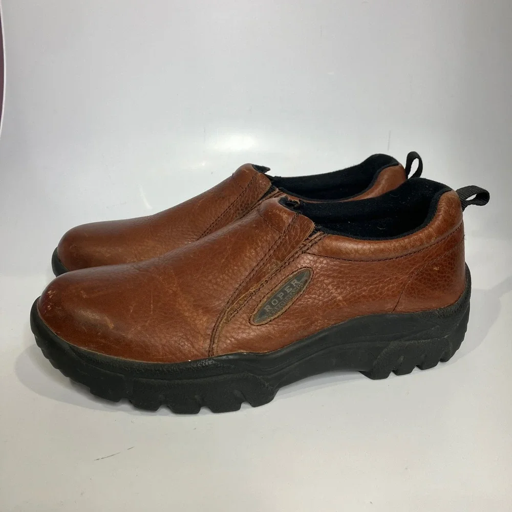 Roper‎ performance slip on shoes loafers cognac leather mens size 9.5 casual